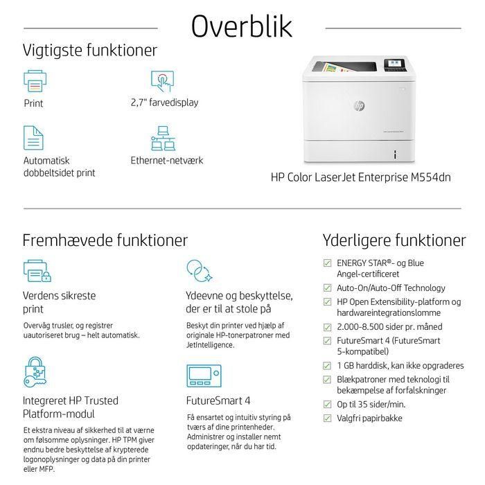 HP Impresora laser color laserJet Enterprise M554dn