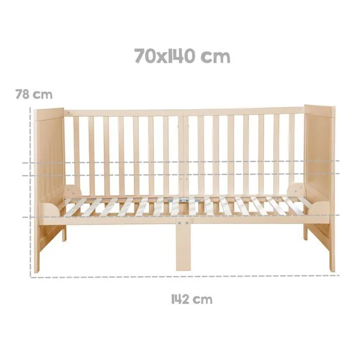 Roba Cuna convertible para bebé EASY SLEEP 70 x 140 cm AAAJD44169 Madera natural 5