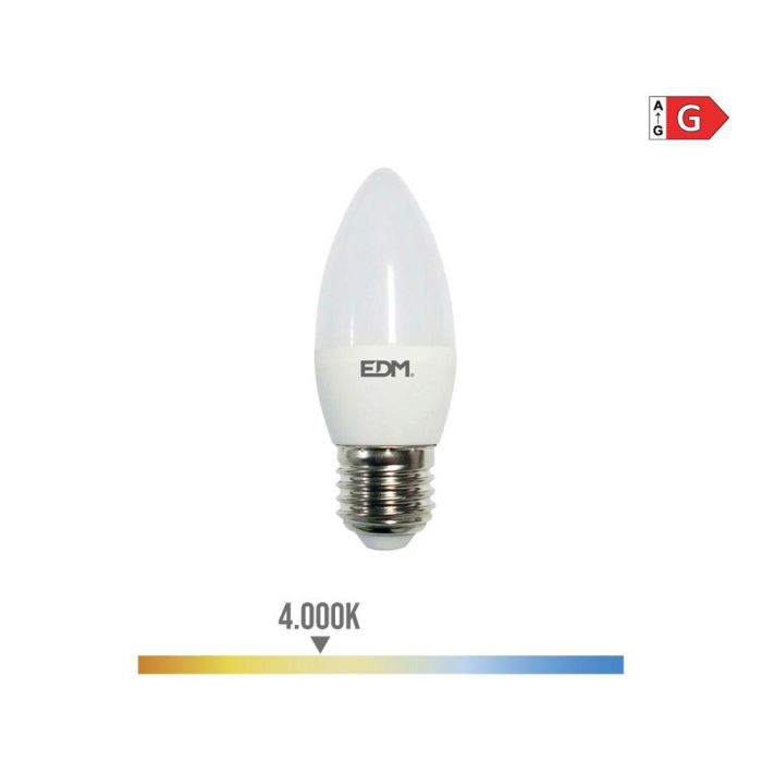 Edm Bombilla vela LED E27 5W 400 lm 4000K Luz Día Ø3,5x10 cm Edm Bombilla vela LED E27 5W 400 lm 4000K Luz Día Ø3,5x10 cm
