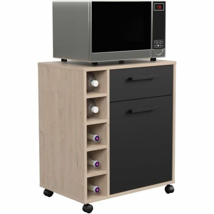 Parisot STUDIO803356 - Carrito de servicio Estudio 1 puerta, 1 cajón, 5 botellas - Roble/Negro mate - 60 x 40,3 x 71 cm 1 Parisot STUDIO803356 - Carrito de servicio Estudio 1 puerta, 1 cajón, 5 botellas - Roble/Negro mate - 60 x 40,3 x 71 cm 1