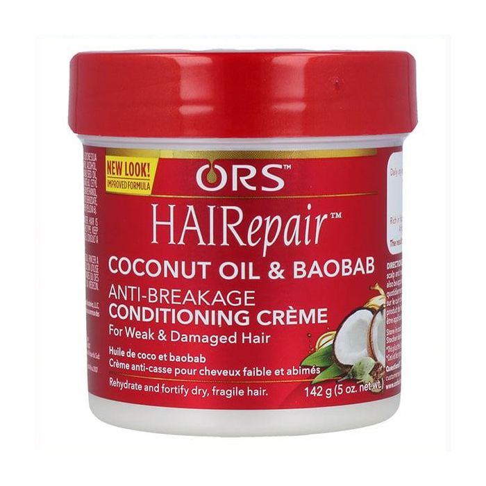 Ors Hairepair Anti-Rotura Acondicionador En Crema 142G/5Oz - Restaura, Hidrata y Fortalece Cabello Seco con Aceites de Coco y Baobab