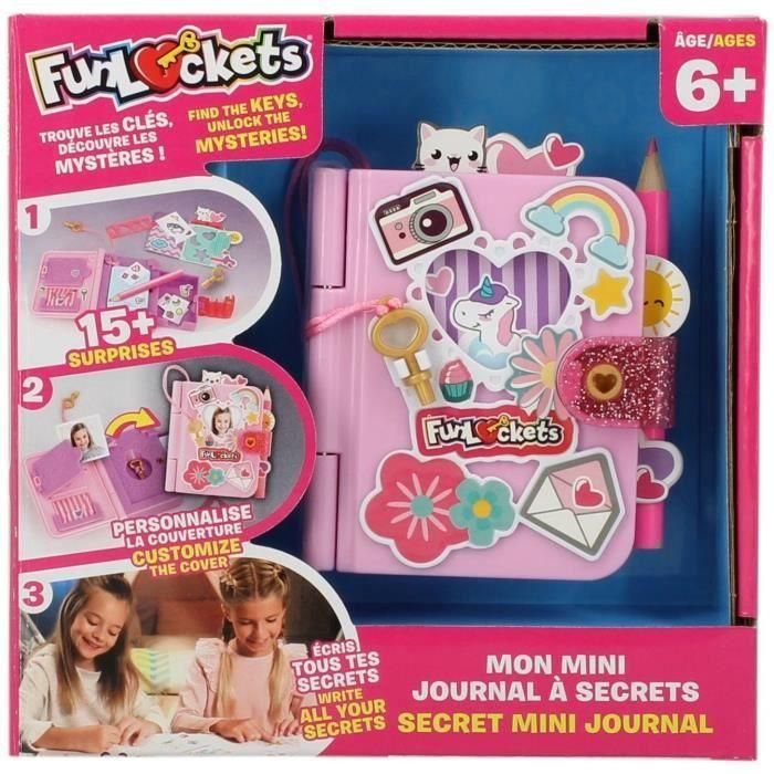 Diset Mini Diario Secreto Funlockets con 15+ sorpresas, 2 llaves doradas, lápiz, pegatinas y minibloc. Ideal para niñas +3 años 1 Diset Mini Diario Secreto Funlockets con 15+ sorpresas, 2 llaves doradas, lápiz, pegatinas y minibloc. Ideal para niñas +3 años 1