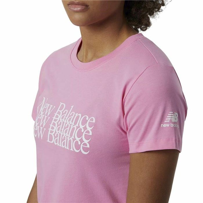 Camiseta de Manga Corta Mujer New Balance Essentials Celebrate Rosa 1