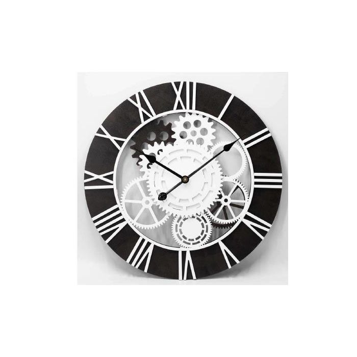 Reloj Pared Loft DKD Home Decor Negro Blanco 4 x 60 x 60 cm