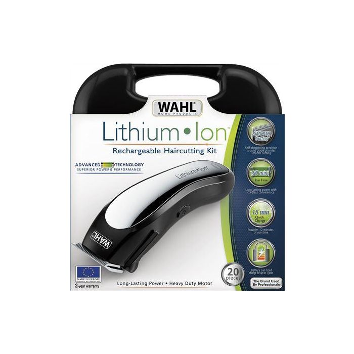 Wahl 79600-3116 Cortapelos Lithium-Ion con y sin Cable, Batería 90min, 8 Peines Guía 8