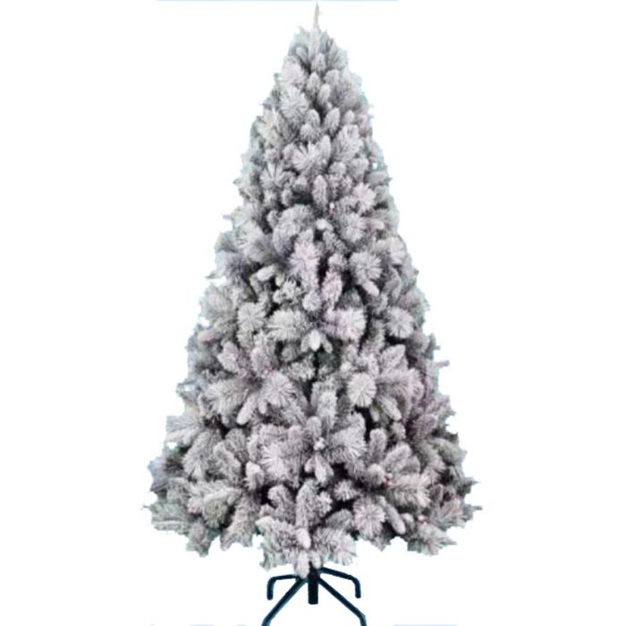 DKD Home Decor Árbol de Navidad Alpina Verde Nevado 180 cm con 772 Ramas, Luces LED Cálidas y Base Metálica