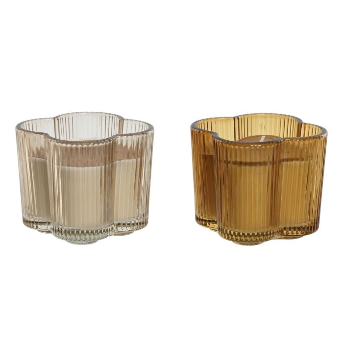 DKD Home Decor Vela Decorativa Ambiente Urban Ambar Beige, de Cera y Cristal de 175gr, Pack de 6 Unidades para el Hogar