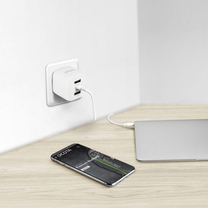 DICOTA D32069 Cargador de pared GaN 32W con 3 puertos (2 USB-A, 1 USB-C) para portátil y smartphone, negro 5