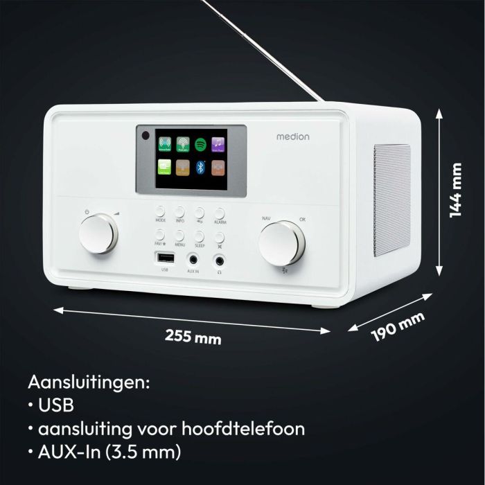 Medion MED1717434079310 Radio por Internet DAB+ Bluetooth 2 x 10 W RMS Blanco 7 Medion MED1717434079310 Radio por Internet DAB+ Bluetooth 2 x 10 W RMS Blanco 7