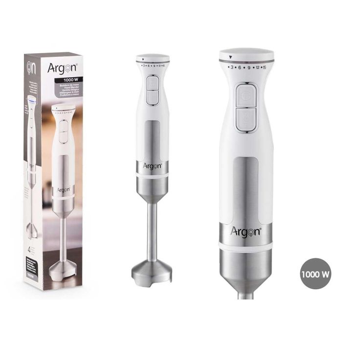 Argon Batidora de Vaso Acero Blanca 1000W, 6.7x38x6.7 cm, para uso doméstico (12 Unidades)