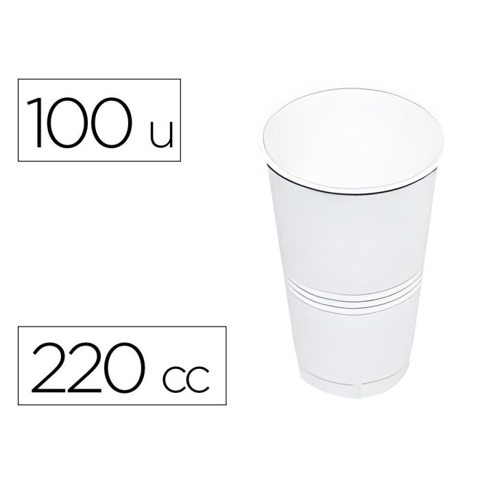 Vaso de Plástico Blanco Polipropileno 220 cc, Diámetro boca 70 mm, Paquete de 100 Unidades Vaso de Plástico Blanco Polipropileno 220 cc, Diámetro boca 70 mm, Paquete de 100 Unidades
