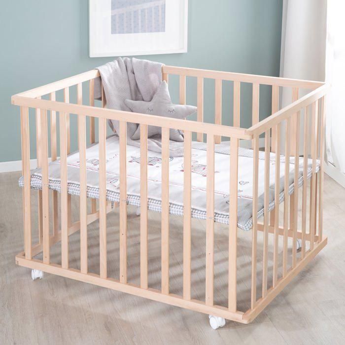 Parque para bebés con ruedas - ROBA - Jumbotwins - Altura ajustable - Tapete para parque incluido - Madera maciza natural - Patrón de elefante 5 Parque para bebés con ruedas - ROBA - Jumbotwins - Altura ajustable - Tapete para parque incluido - Madera maciza natural - Patrón de elefante 5
