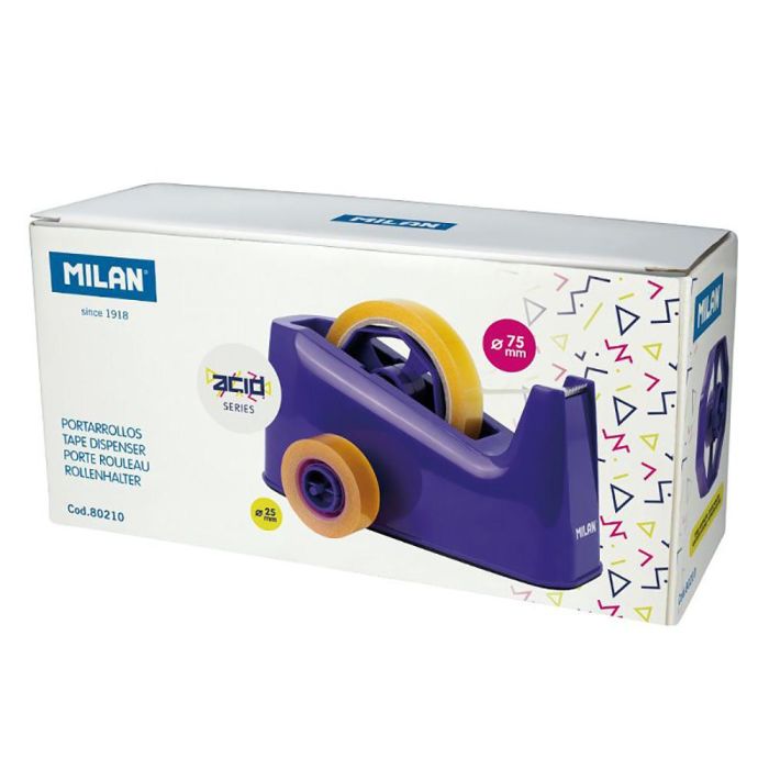 Milán Portarrollos Azul con Doble Adaptador para Cintas de 33/66 m, PVC, Ideal para Comercios 1