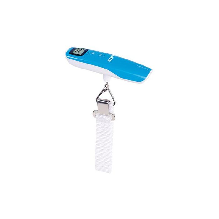 Edm Báscula de Viaje para Equipaje Digital con Pantalla LCD, Capacidad Máxima 50kg, Función Tara, Indicador de Sobrepeso y Batería Baja, Dimensiones 13x3,7cm