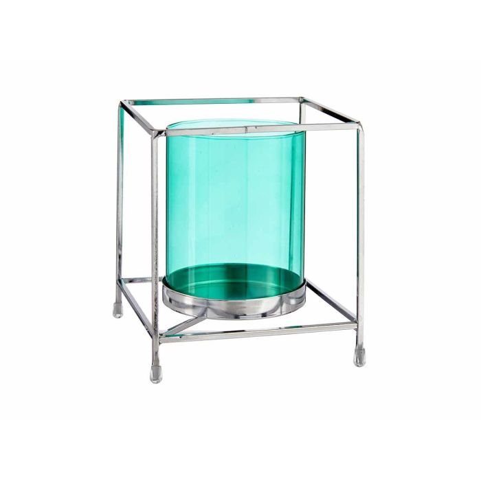 Base Vela Cristal Cuadrada Azul Metal Plata Giftdecor 14x15.5x14 cm (8 Unidades) 1 Base Vela Cristal Cuadrada Azul Metal Plata Giftdecor 14x15.5x14 cm (8 Unidades) 1