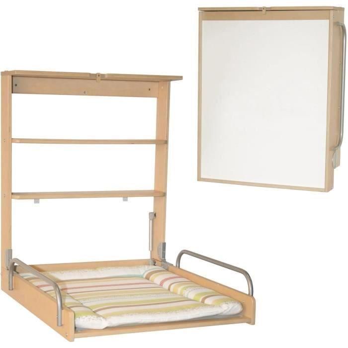 Roba ROB4005317251370 Cambiador Plegable de Pared DSCHUNGELBABY con Colchón Rayas Multicolor, 2 Estantes Integrados, Madera Natural Roba ROB4005317251370 Cambiador Plegable de Pared DSCHUNGELBABY con Colchón Rayas Multicolor, 2 Estantes Integrados, Madera Natural