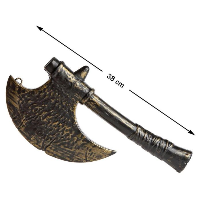 Hacha Vikinga para Disfraz y Atrezzo de 38 cm con Hoja Plateada - Ideal para Carnaval, Halloween, Eventos Medievales y Sesiones de Fotos Hacha Vikinga para Disfraz y Atrezzo de 38 cm con Hoja Plateada - Ideal para Carnaval, Halloween, Eventos Medievales y Sesiones de Fotos
