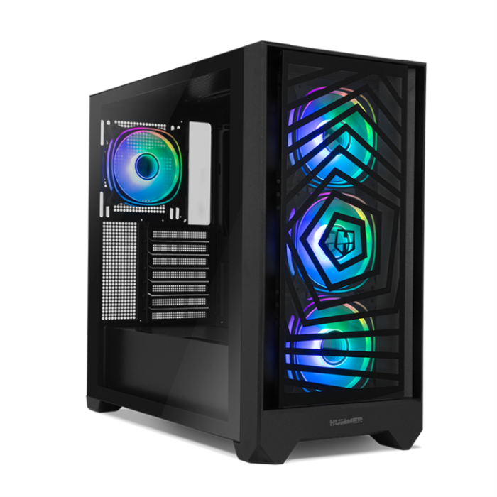 NOX Hummer Horus Midi Tower Gaming PC Cristal Templado Frontal/Lateral ARGB 4x120mm Ventiladores Negro E-ATX ATX mATX ITX