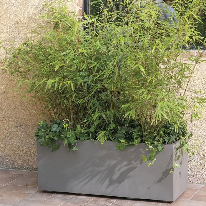 DEROMA Maceta rectangular Millennium con depósito de agua y ruedas - 97 L, 99 cm, color marrón - 9H936SZ