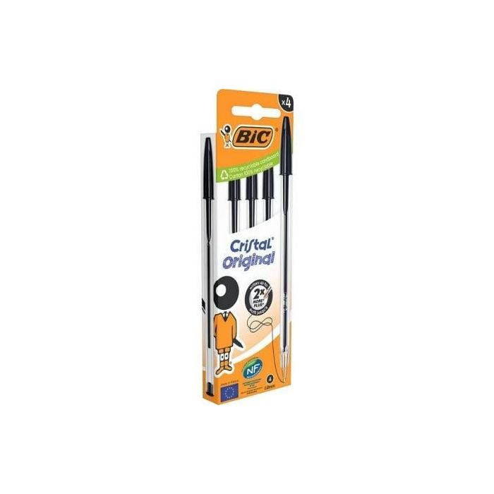 Bolígrafos de Tinta de Aceite Bic Cristal Original 516335/ 4 unidades/ Negros 1 Bolígrafos de Tinta de Aceite Bic Cristal Original 516335/ 4 unidades/ Negros 1