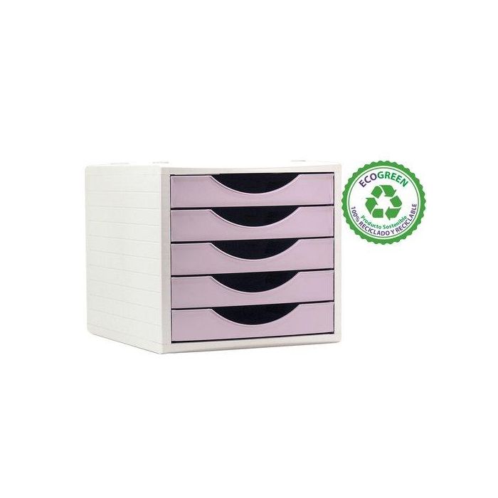Archivo 2000 Módulo Organizador Ecogreen Sobremesa 5 Cajones 340x270x260mm, Reciclado Rosa Pastel