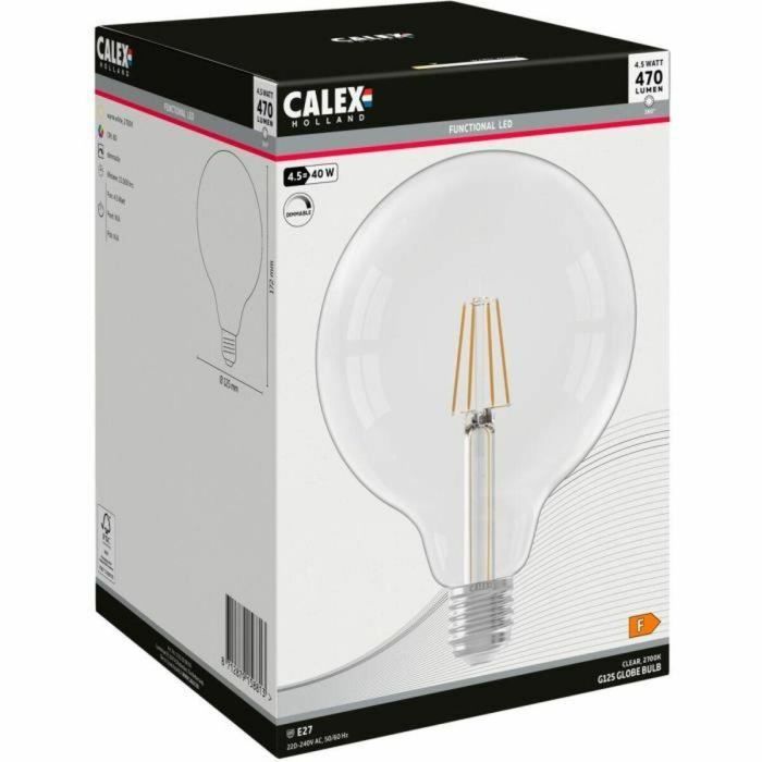 Bombilla LED E27 - CALEX - GLOBE G125 - Filamento recto - 4,5 W - 470 lm - 2700 K - Regulable - Transparente 3