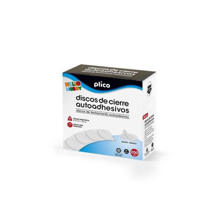 Discos Cierre Adhesivos Plico 20 Ø 200 Conjuntos Macho/Hembra Blanco