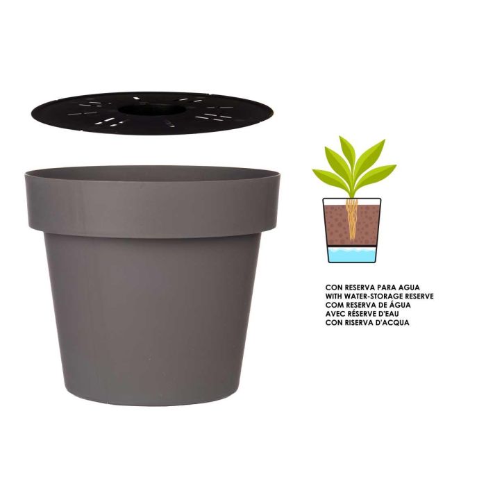 Maceta Plastico Gris Con Reserva Agua 40Cm Ibergarden (6 Unidades) 1 Maceta Plastico Gris Con Reserva Agua 40Cm Ibergarden (6 Unidades) 1