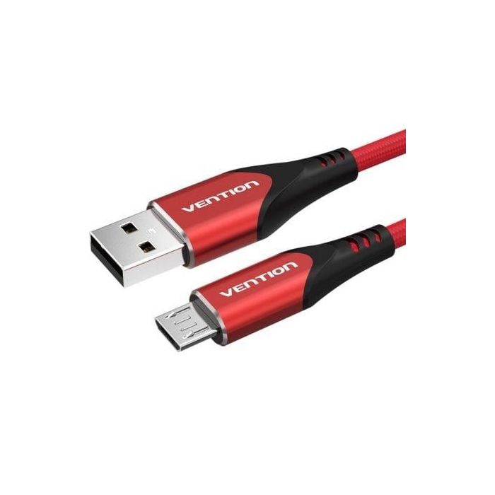 Cable USB 2.0 Vention COARG/ USB Macho - MicroUSB Macho/ Hasta 60W/ 480Mbps/ 1.5m/ Rojo