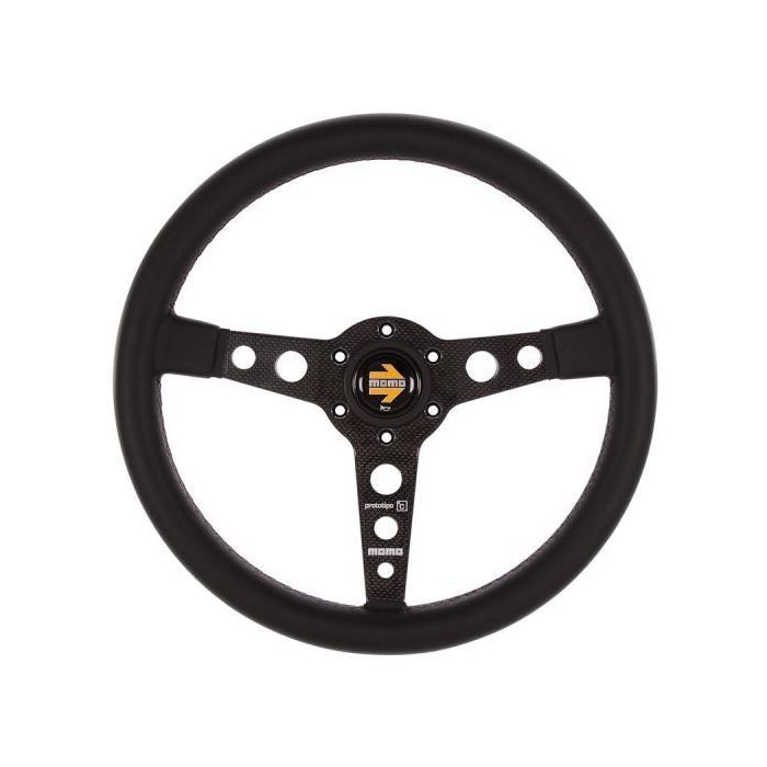 Momo Volante Prototipo 6C Carbono Piel Negra 350mm MOMVPROT6C350BKR