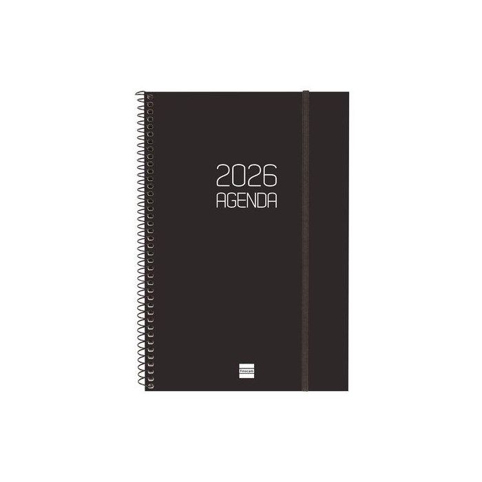 Agenda Anual (2026) Catalan Finocam Espiral Opaque Espiral Tapa Pp Con Goma E11 165X242 S/V Negre