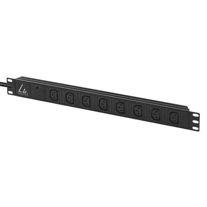 Lanview Regleta de Alimentación para Rack 19" 1U con 8 Tomas C13, Cable 2m, 13A, Protección contra Sobretensiones 1