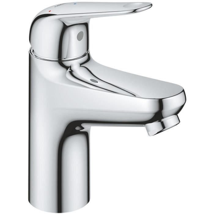 Mezclador monomando de lavabo - GROHE Swift - 24323001 - Cromo - Talla S - Apertura para agua fría - Ahorro de agua - Desagüe click-clack