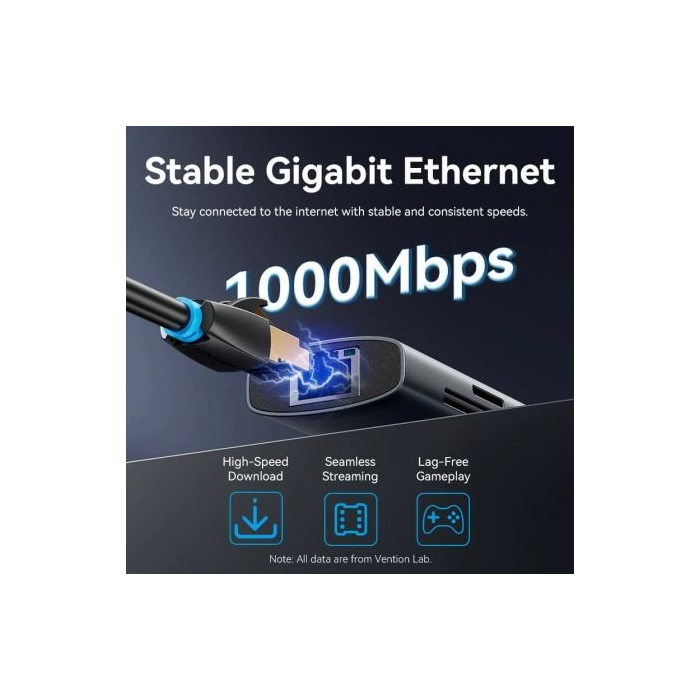 Docking USB Tipo-C Vention TGUHB/ RJ45/ 2xUSB/ 1xUSB Tipo-C/ 1xHDMI/ 1xUSB Tipo-C PD/ 1xLector de Tarjetas/ Gris 3