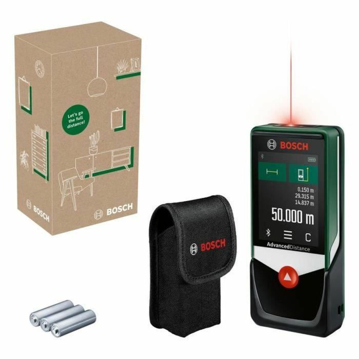 Bosch BOS4053423245219 Telémetro láser AdvancedDistance 50 C para medición precisa de distancias hasta 50 metros con pantalla táctil.