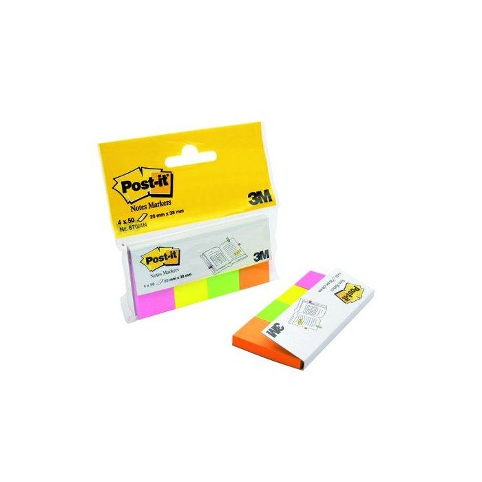 Taco Notas Post-It 670/4 20X38 Mininotas Neon 4 Cols. (Set de 12)