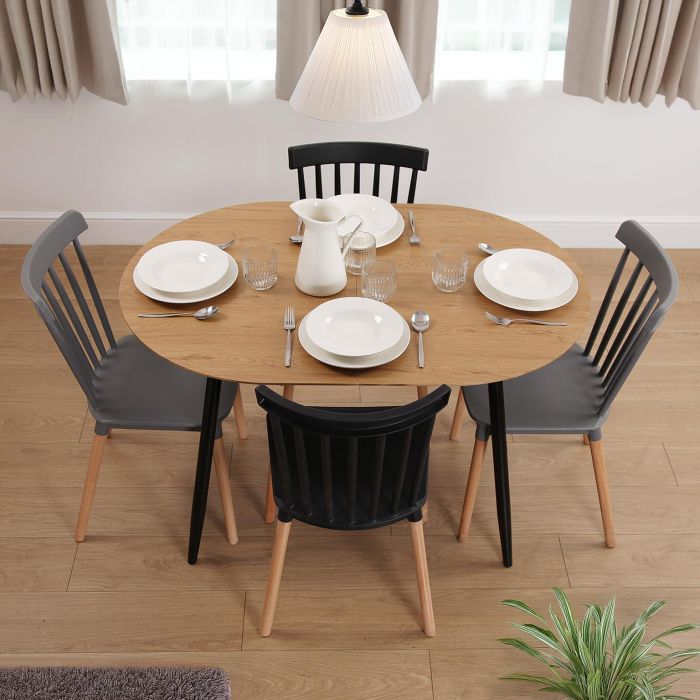 Mesa Extensible Doinyo Negra Versa 80x75 cm, Madera MDF 1 Mesa Extensible Doinyo Negra Versa 80x75 cm, Madera MDF 1