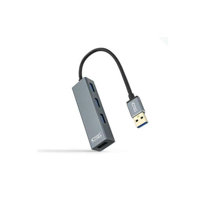 Nanocable 10.16.4402 Hub USB 3.0 con 4 Puertos USB 3.0 Hembra Tipo A - Conexión USB-A Macho - Gris 10 cm Nanocable 10.16.4402 Hub USB 3.0 con 4 Puertos USB 3.0 Hembra Tipo A - Conexión USB-A Macho - Gris 10 cm