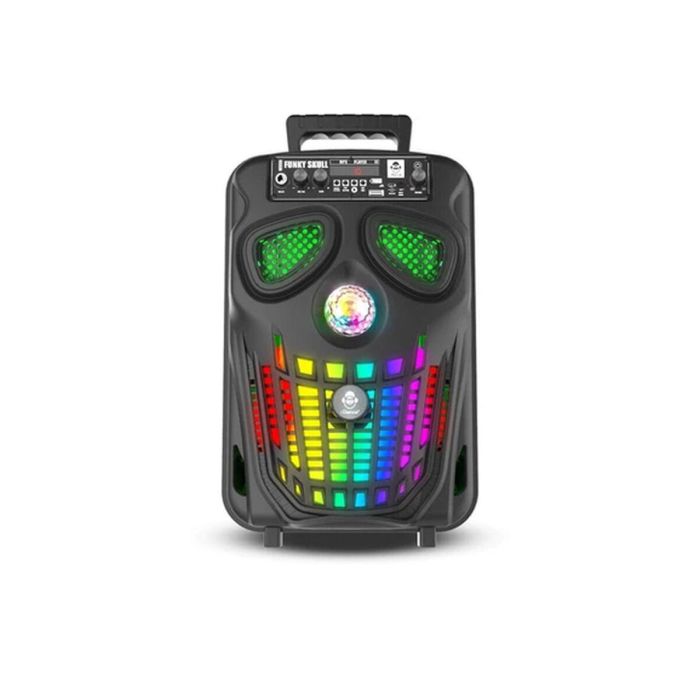 iDance Altavoz Portátil con Diseño Calavera Funky, Micrófono, Mando a Distancia, Luces y Batería Recargable USB - Color Negro 3