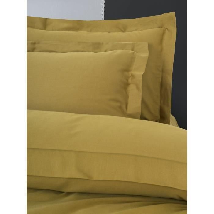 Juego de cama - 1 funda nórdica 220x240 cm + 2 fundas de almohada 60x60 cm - 100% algodón satén - Mostaza 1 Juego de cama - 1 funda nórdica 220x240 cm + 2 fundas de almohada 60x60 cm - 100% algodón satén - Mostaza 1