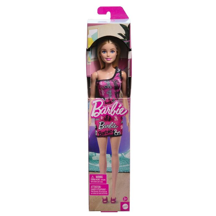 Barbie Muñeca Fashionista Vestido Logotipo Hrh07 Pelo Liso Rubio 1