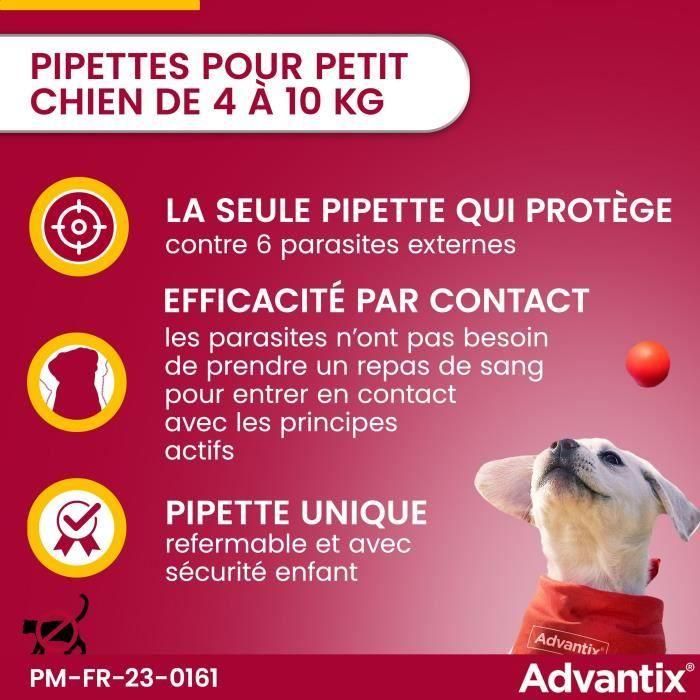 Advantix Pipetas Antiparasitarias para Perros Pequeños 4-10 kg - 6 Pipetas - Protección Amplia contra Pulgas, Garrapatas, Piojos y Mosquitos 2