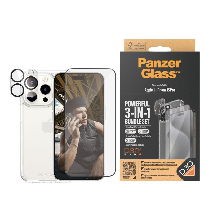 Protector de Pantalla para Móvil Panzer Glass B1173+2810 Apple iPhone 15 Pro 2