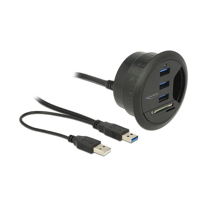 DELOCK Tisch-Hub con 3 Puertos USB 3.0 y Lector de Tarjetas SD de 2 Ranuras | 62869 2