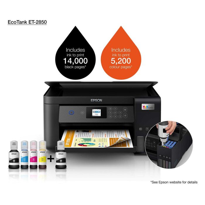 Epson ET-2850 Impresora Multifunción 3 en 1, Inyección de Tinta A4, Wi-Fi, Dúplex Automático, Color Negro 9 Epson ET-2850 Impresora Multifunción 3 en 1, Inyección de Tinta A4, Wi-Fi, Dúplex Automático, Color Negro 9