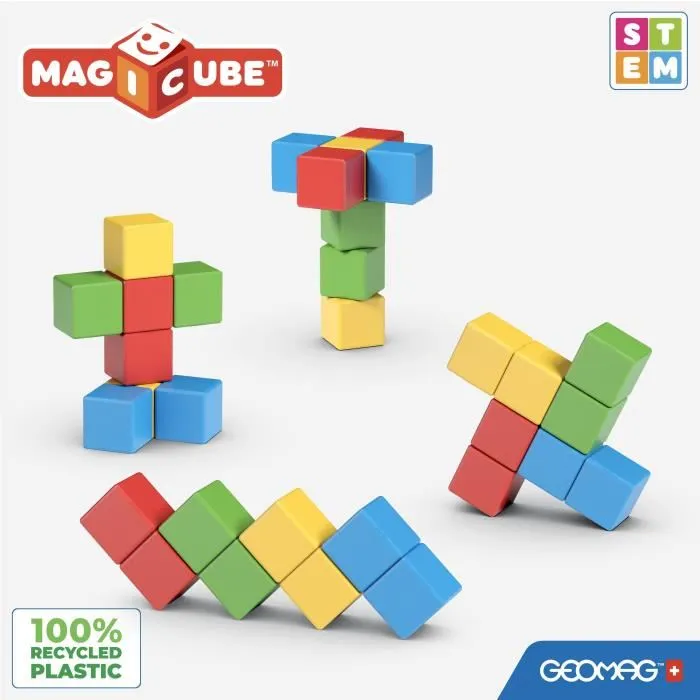Geomag GEO0871772002468 Magicube Recycled Creative Set Juego de construcción magnético, 8 piezas, Plástico reciclado, A partir de 1 año 3