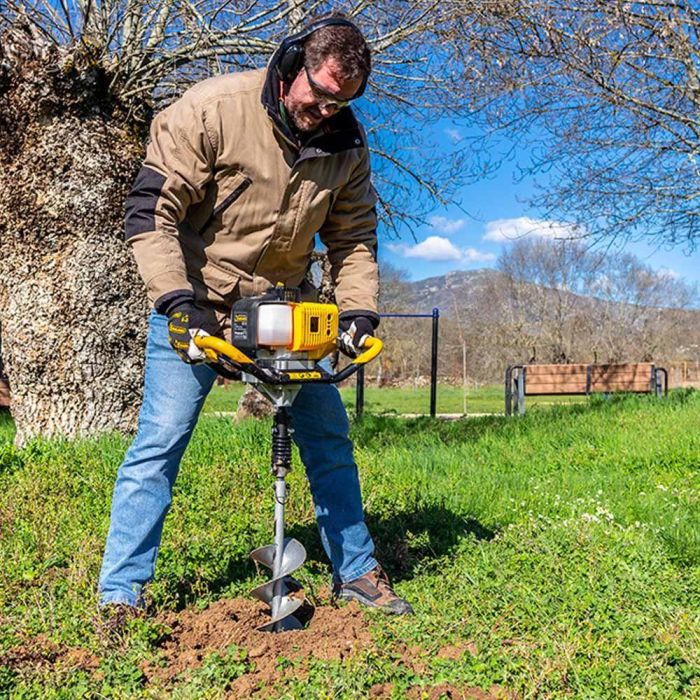 Garland 49-0003 Ahoyadora a gasolina 2 tiempos 52cc con 3 brocas de 10, 15 y 20cm, 80cm largo broca 2