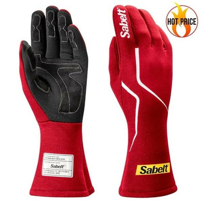 Sabelt SBRFTG21RS11 Guantes Piloto Profesional Challenge TG-2.1 FIA 8856-2018 Palma Ante Rojo Talla 11