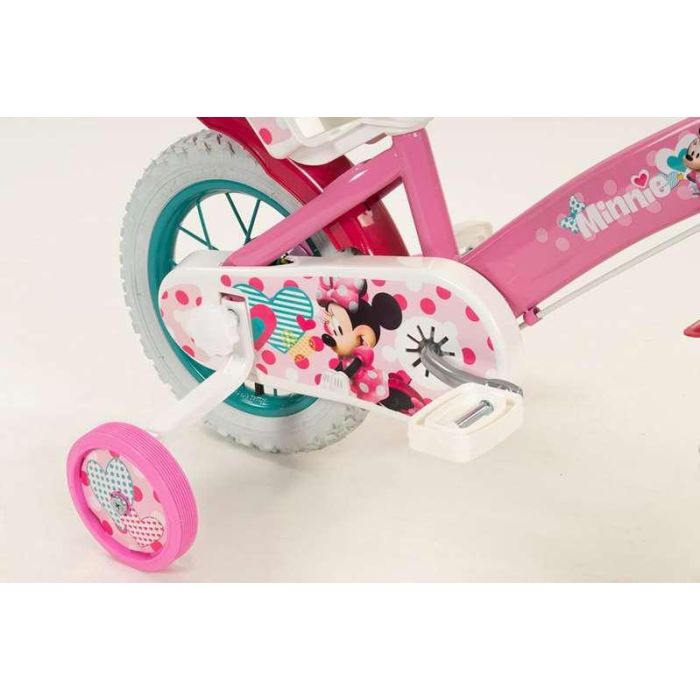 Huffy Bicicleta Infantil Disney Minnie Mouse para Niñas, Ruedas de 12 Pulgadas, Edad 3 a 5 Años, Color Rosa, Cuadro de Acero 3