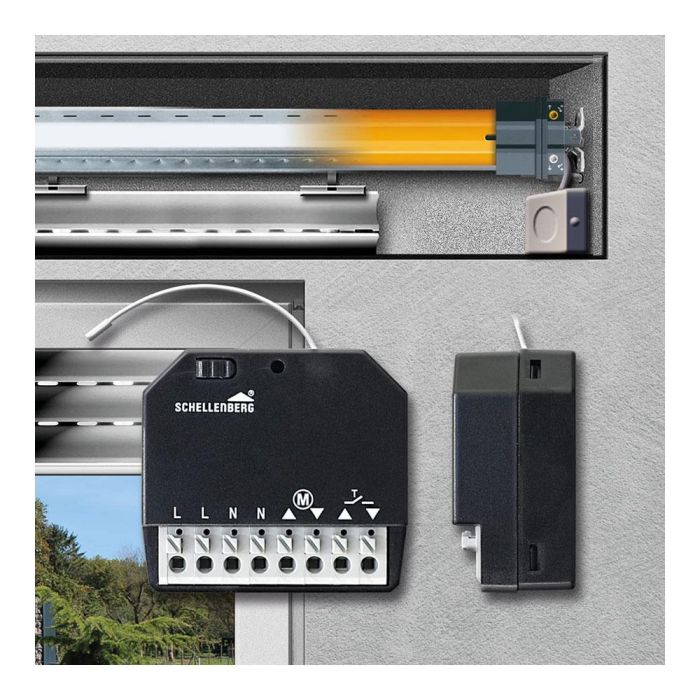 Schellenberg Receptor inalámbrico motor persiana 20018 para motores tubulares y toldos, 868MHz 4